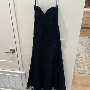 Morí Lee Strapless Black Lace Gown